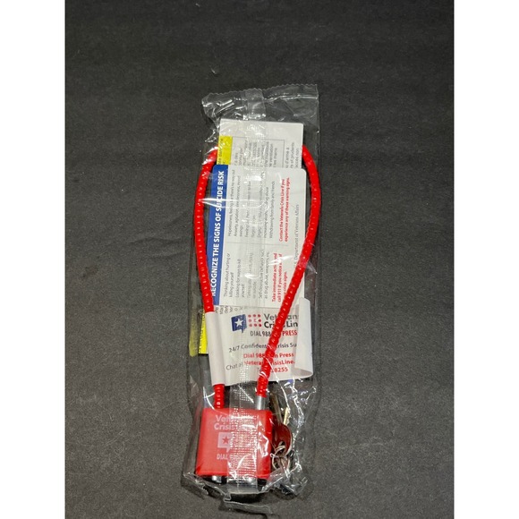 Veterans Crisis Line Other - Veterans Crisis Line Red Gun Cable Lock with Keys New Sealed 988 Suicide Support